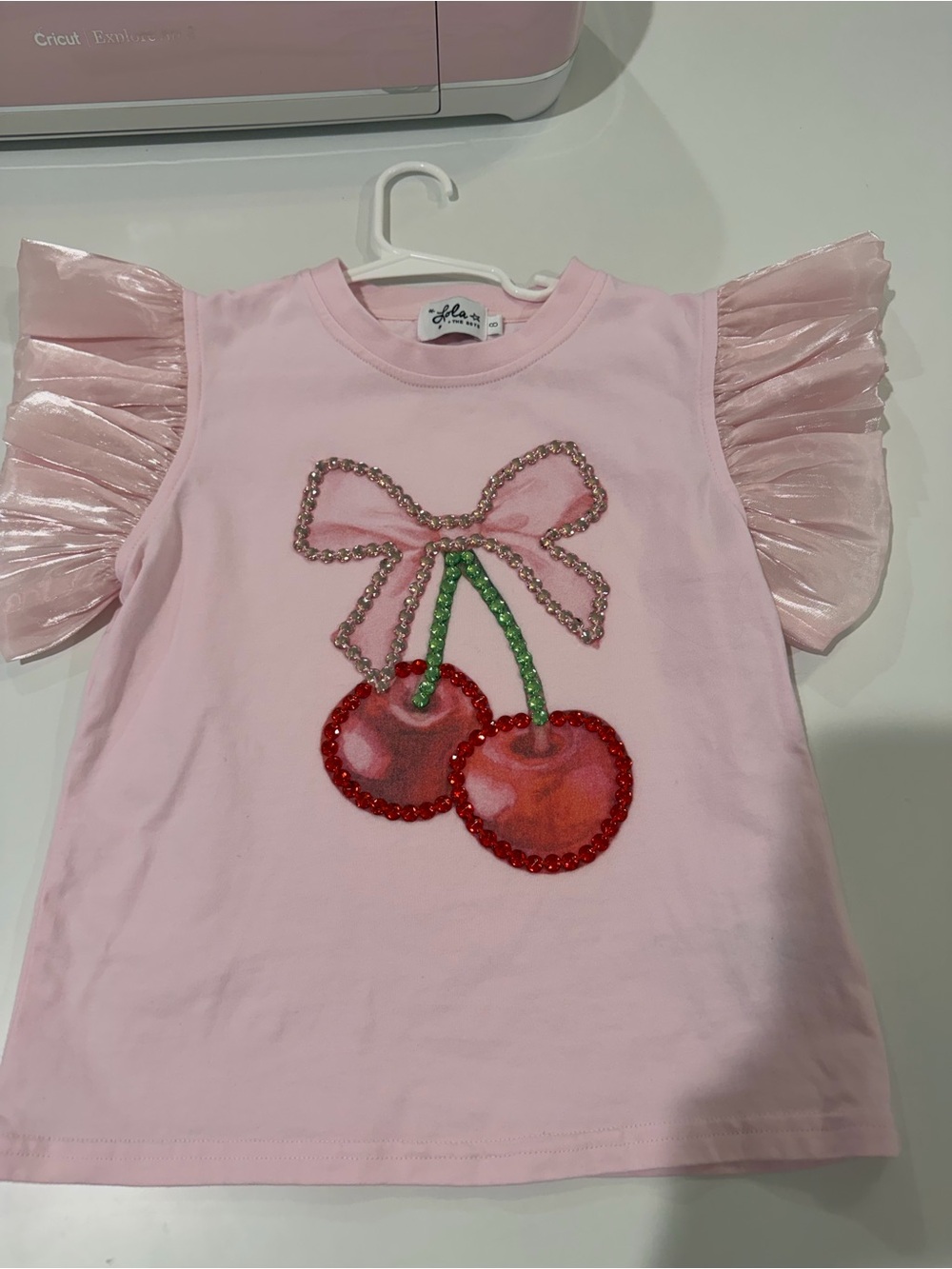 Girls' Lola and The Boys Crystal Cherry Ruffle T-Shirt Size 8 EUC - Picture 8 of 8